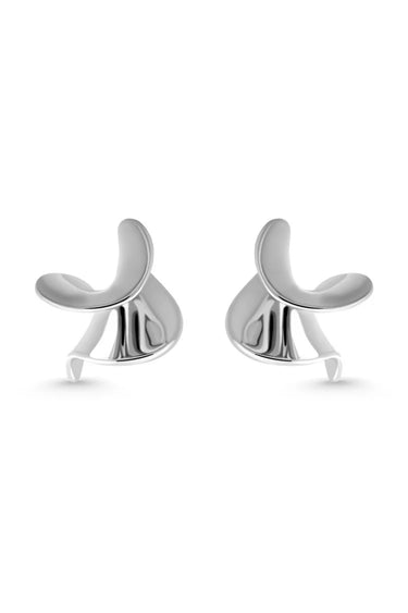 SIERRA STUDS. Swirled icing-shaped stud earrings in high gloss finish, silver, handmade, hypoallergenic, water-resistant